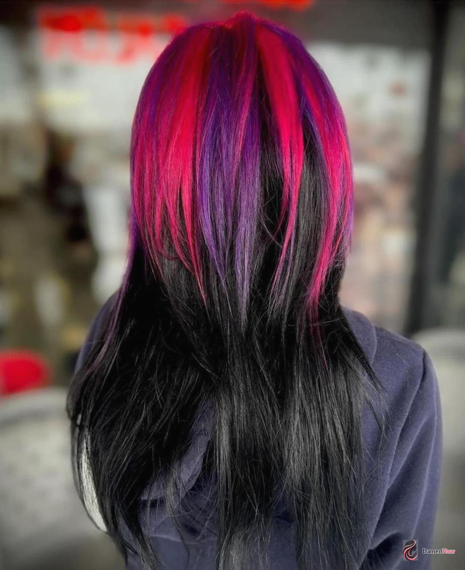 Alternative Langhaarfrisur mit umgekehrtem Farbverlauf Langer gestufter Reverse-Ombré-Look für Frauen